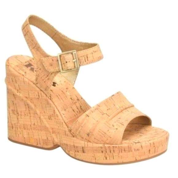 New KORKS by Kork Ease Bardot Platform Sandal in Natural Cork Size 10 - Picture 1 of 6